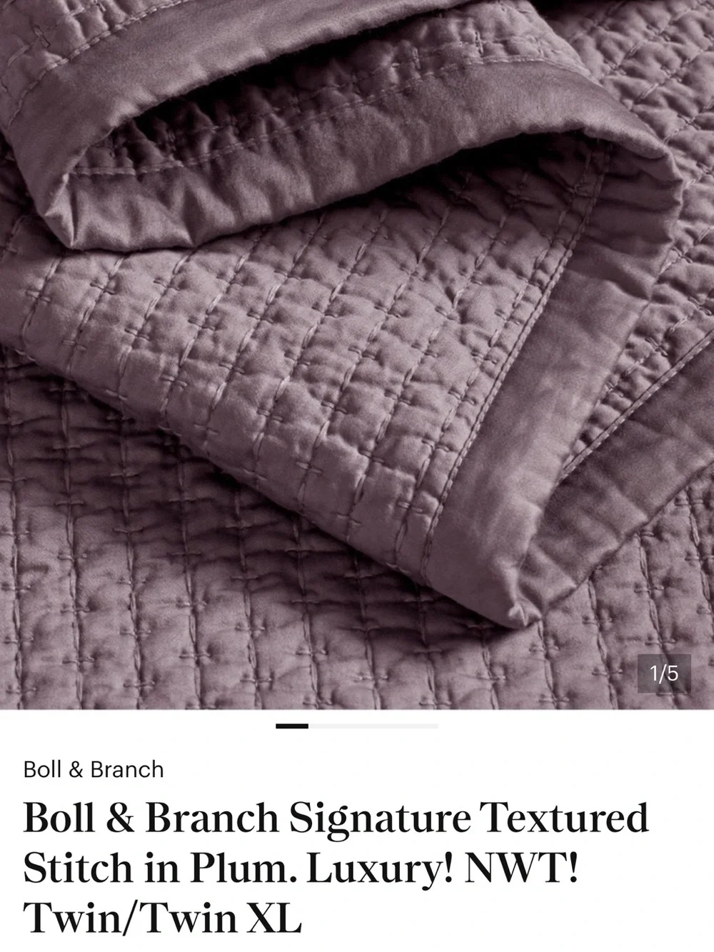 Boll & Branch Signature Textured Organic Cotton Quilt Plum King